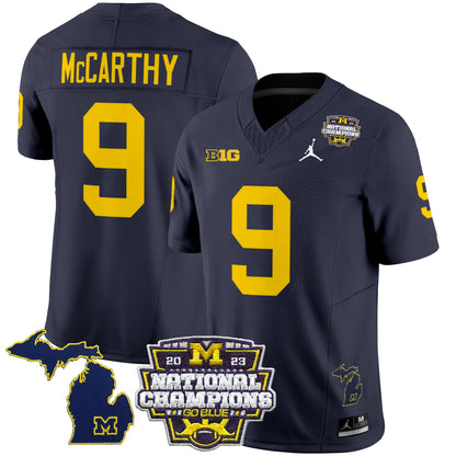 Michigan Wolverines 2023 National Champions Patch Vapor Jersey V6 - All Stitched