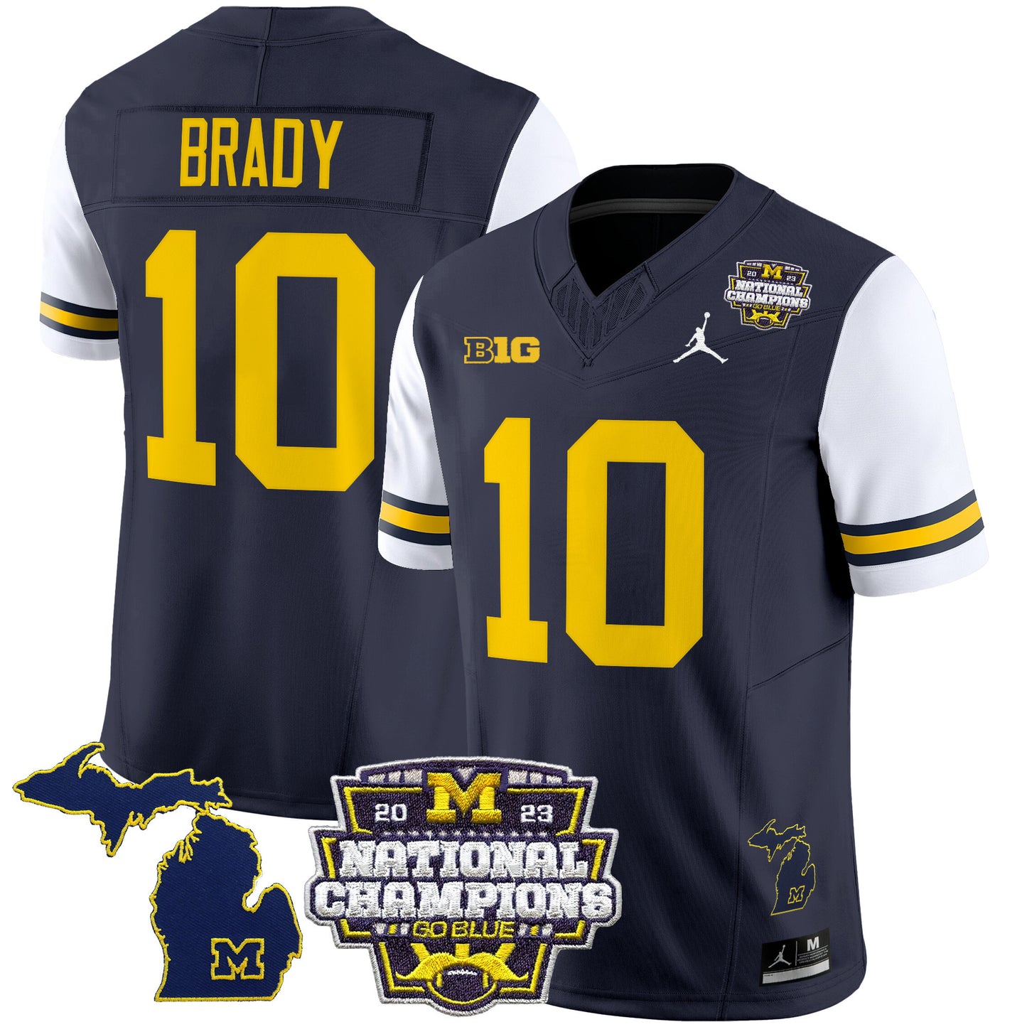 Michigan Wolverines 2023 National Champions Patch Vapor Jersey V6 - All Stitched