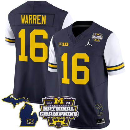 Michigan Wolverines 2023 National Champions Patch Vapor Jersey V6 - All Stitched