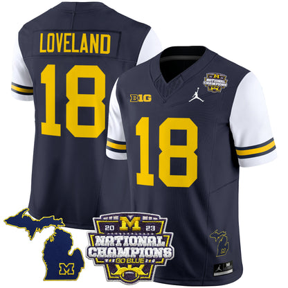 Michigan Wolverines 2023 National Champions Patch Vapor Jersey V6 - All Stitched