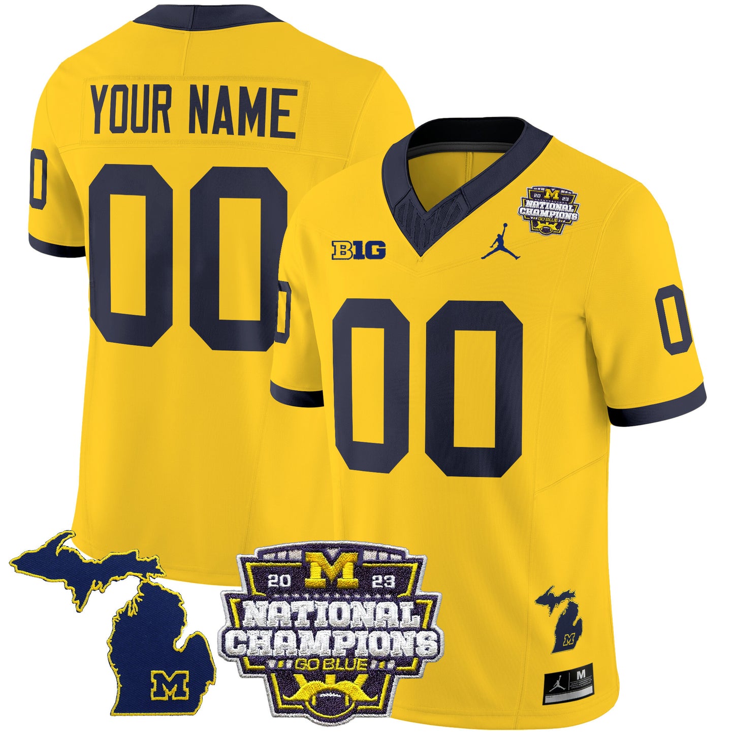 Michigan Wolverines 2023 National Champions Patch Vapor Jersey V6 - All Stitched