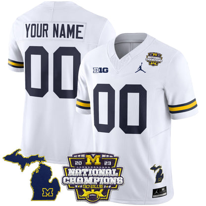 Michigan Wolverines 2023 National Champions Patch Vapor Jersey V6 - All Stitched