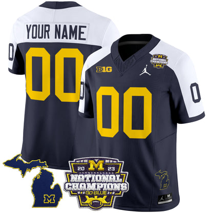 Michigan Wolverines 2023 National Champions Patch Vapor Jersey V6 - All Stitched