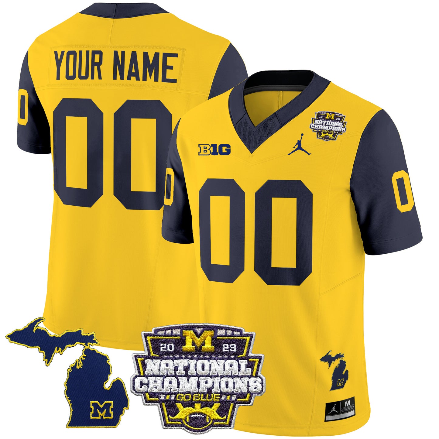 Michigan Wolverines 2023 National Champions Patch Vapor Jersey V6 - All Stitched