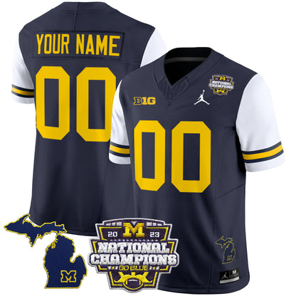 Michigan Wolverines 2023 National Champions Patch Vapor Jersey V6 - All Stitched