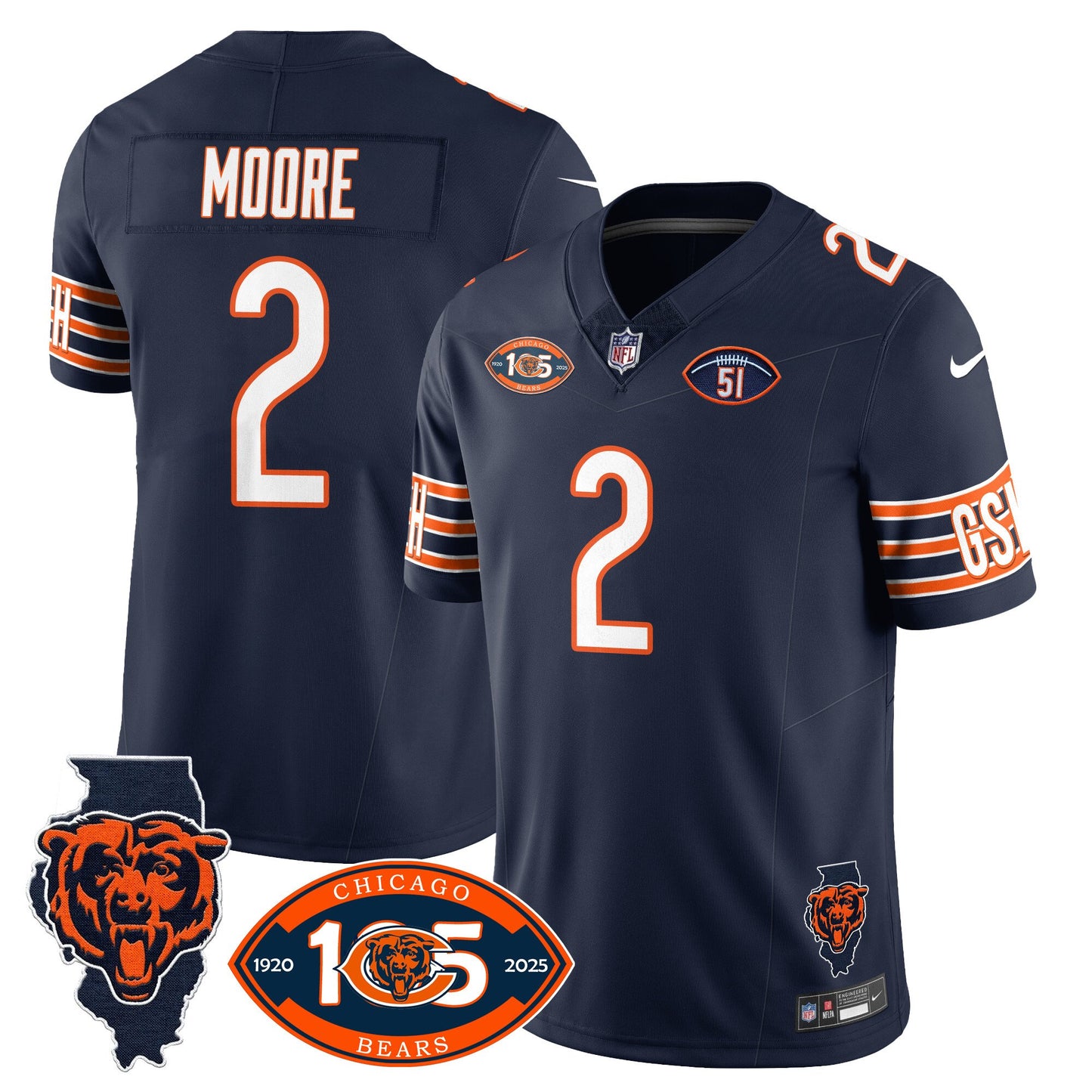 Bears 1920-2025 - The Bears Jersey - All Stitched