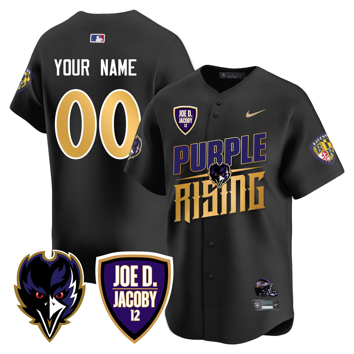 Custom Ravens Purple Rising 2024 Vapor Limited Baseball Jersey - All Stitched