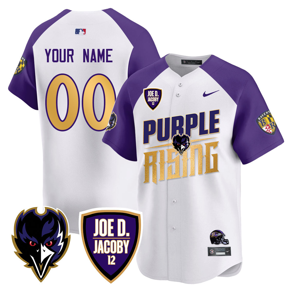 Custom Ravens Purple Rising 2024 Vapor Limited Baseball Jersey - All Stitched