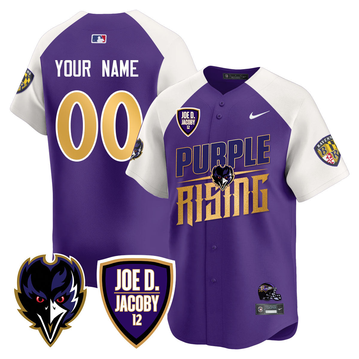 Custom Ravens Purple Rising 2024 Vapor Limited Baseball Jersey - All Stitched