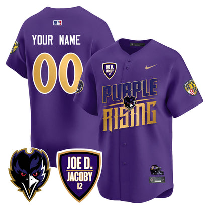 Custom Ravens Purple Rising 2024 Vapor Limited Baseball Jersey - All Stitched