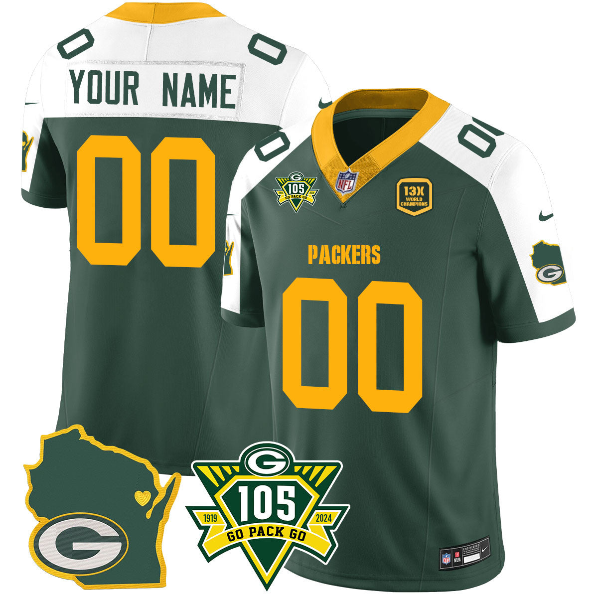 Custom Packers 1919-2024 - The Packers Jersey - All Stitched