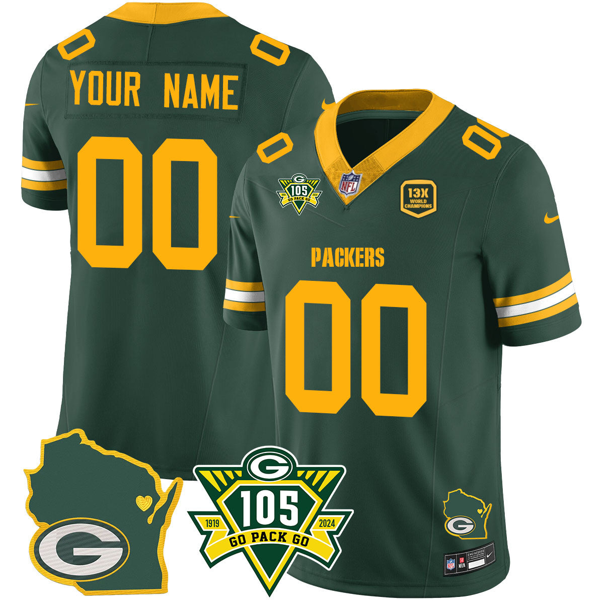 Custom Packers 1919-2024 - The Packers Jersey - All Stitched