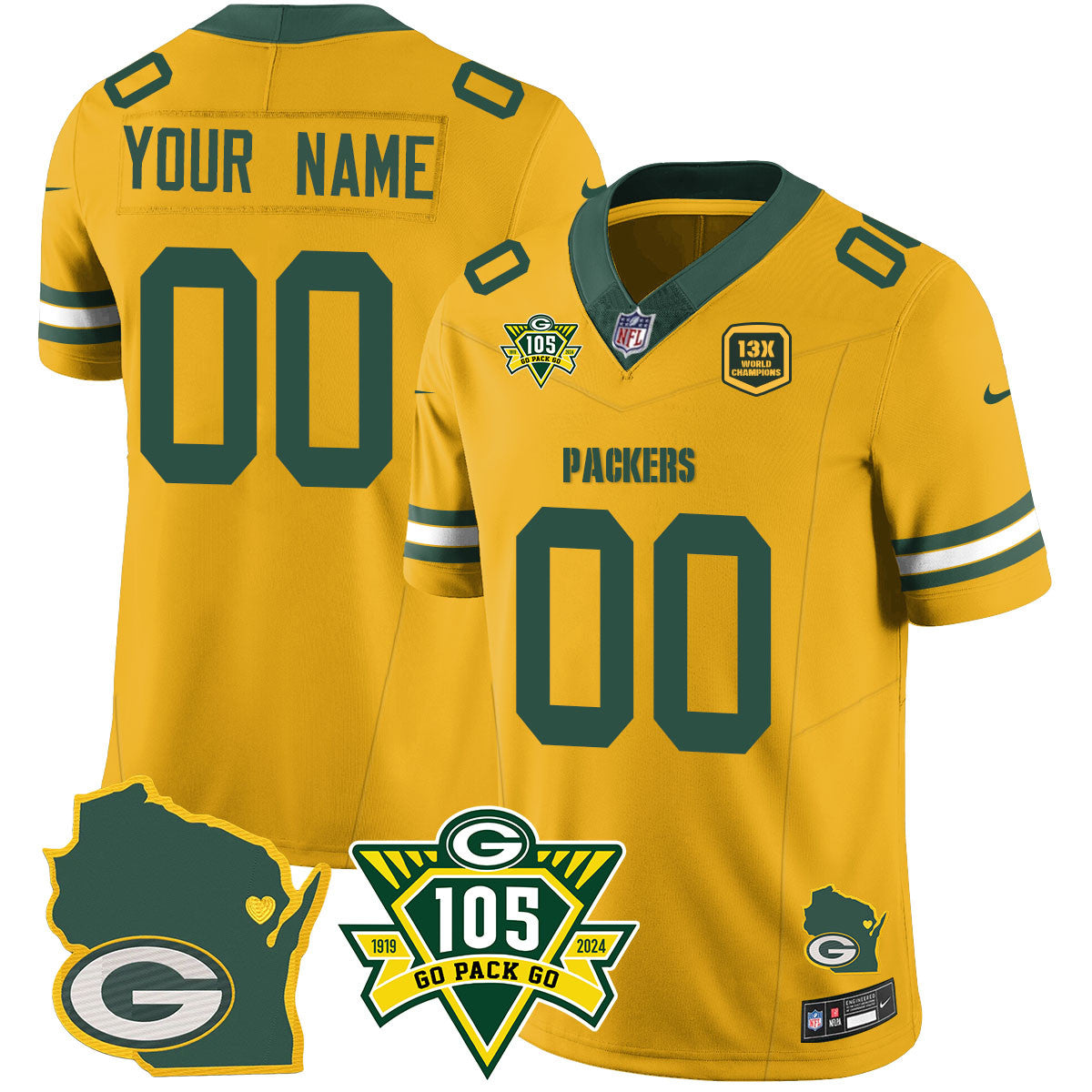 Custom Packers 1919-2024 - The Packers Jersey - All Stitched