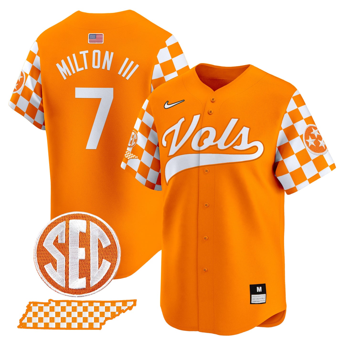 Tennessee Volunteers Checkerboard 2024 Vapor Premier Limited Baseball Jersey - All Stitched