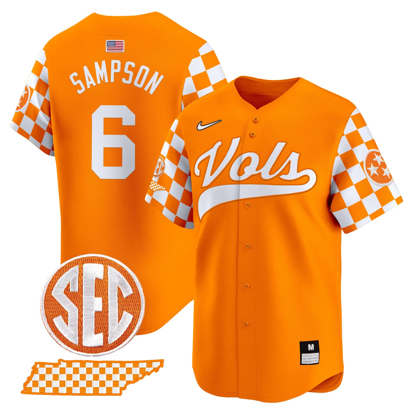 Tennessee Volunteers Checkerboard 2024 Vapor Premier Limited Baseball Jersey - All Stitched