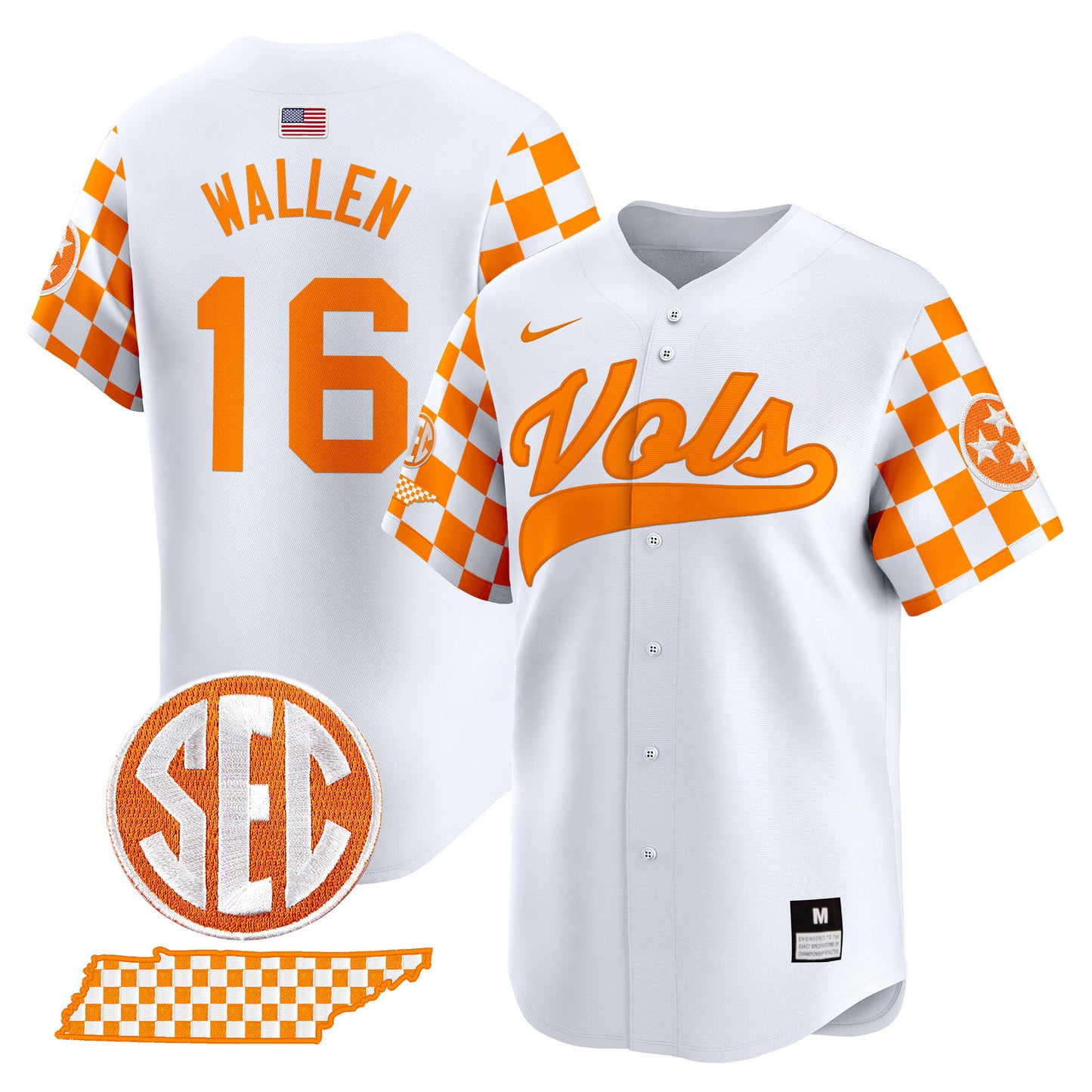 Tennessee Volunteers Checkerboard 2024 Vapor Premier Limited Baseball Jersey - All Stitched