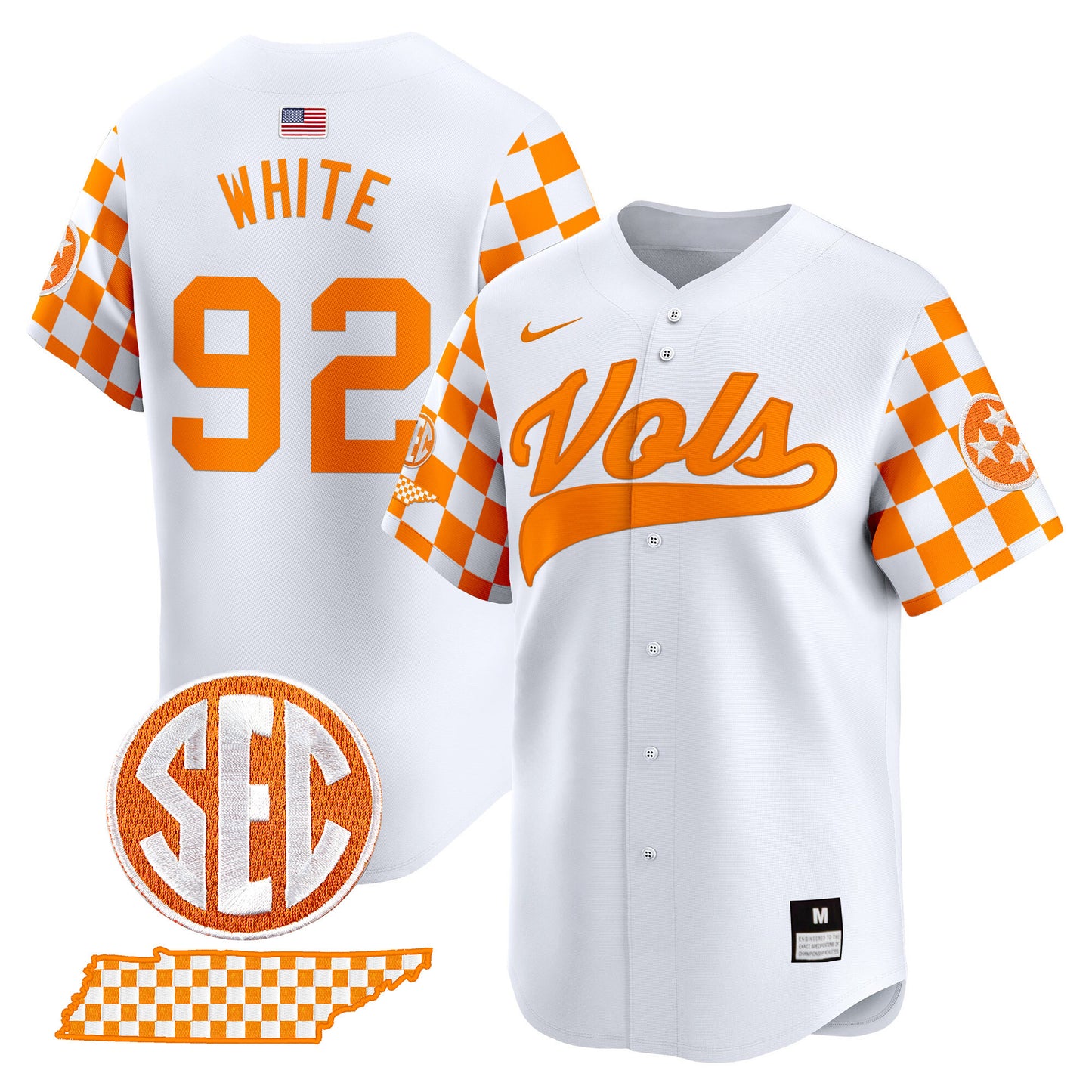 Tennessee Volunteers Checkerboard 2024 Vapor Premier Limited Baseball Jersey - All Stitched