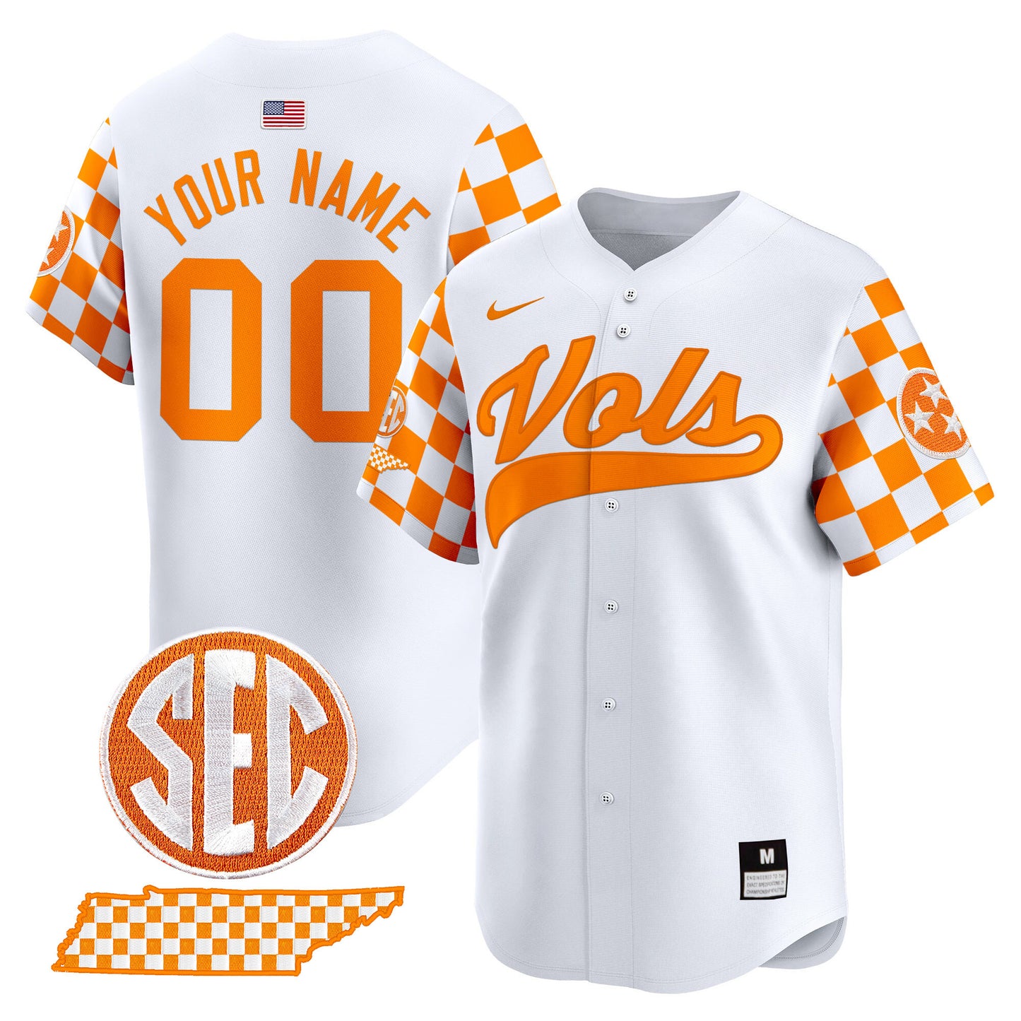 Tennessee Volunteers Checkerboard 2024 Vapor Premier Limited Baseball Custom Jersey - All Stitched