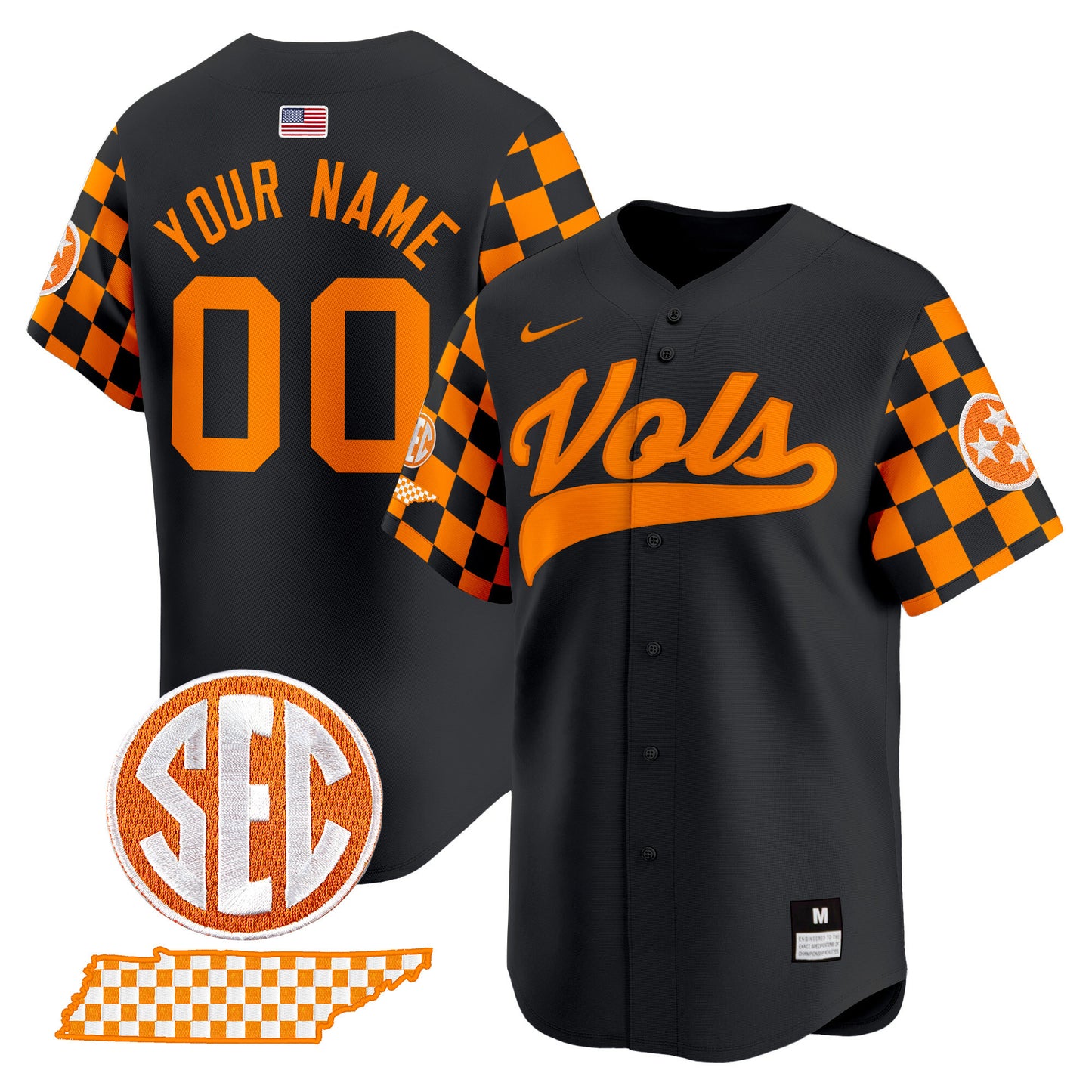 Tennessee Volunteers Checkerboard 2024 Vapor Premier Limited Baseball Custom Jersey - All Stitched