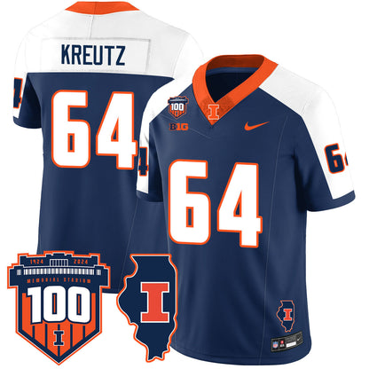 Illinois Football Vapor Jersey - All Stitched