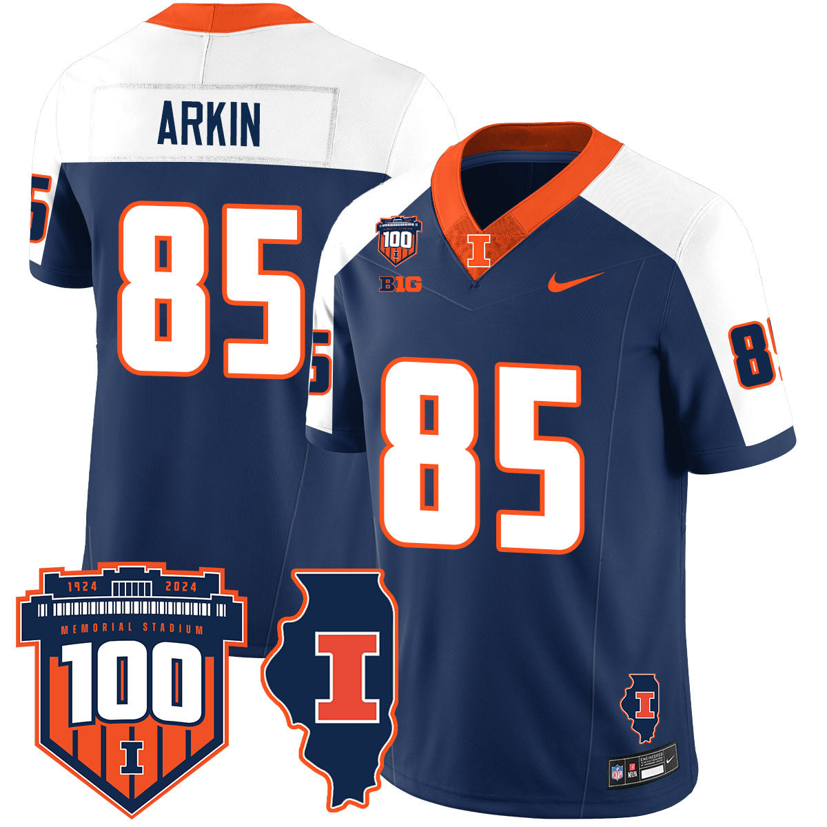 Illinois Football Vapor Jersey - All Stitched