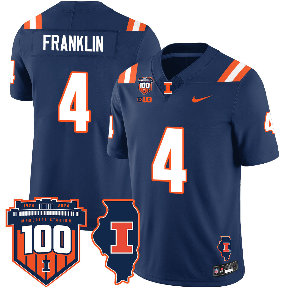 Illinois Football Vapor Jersey - All Stitched