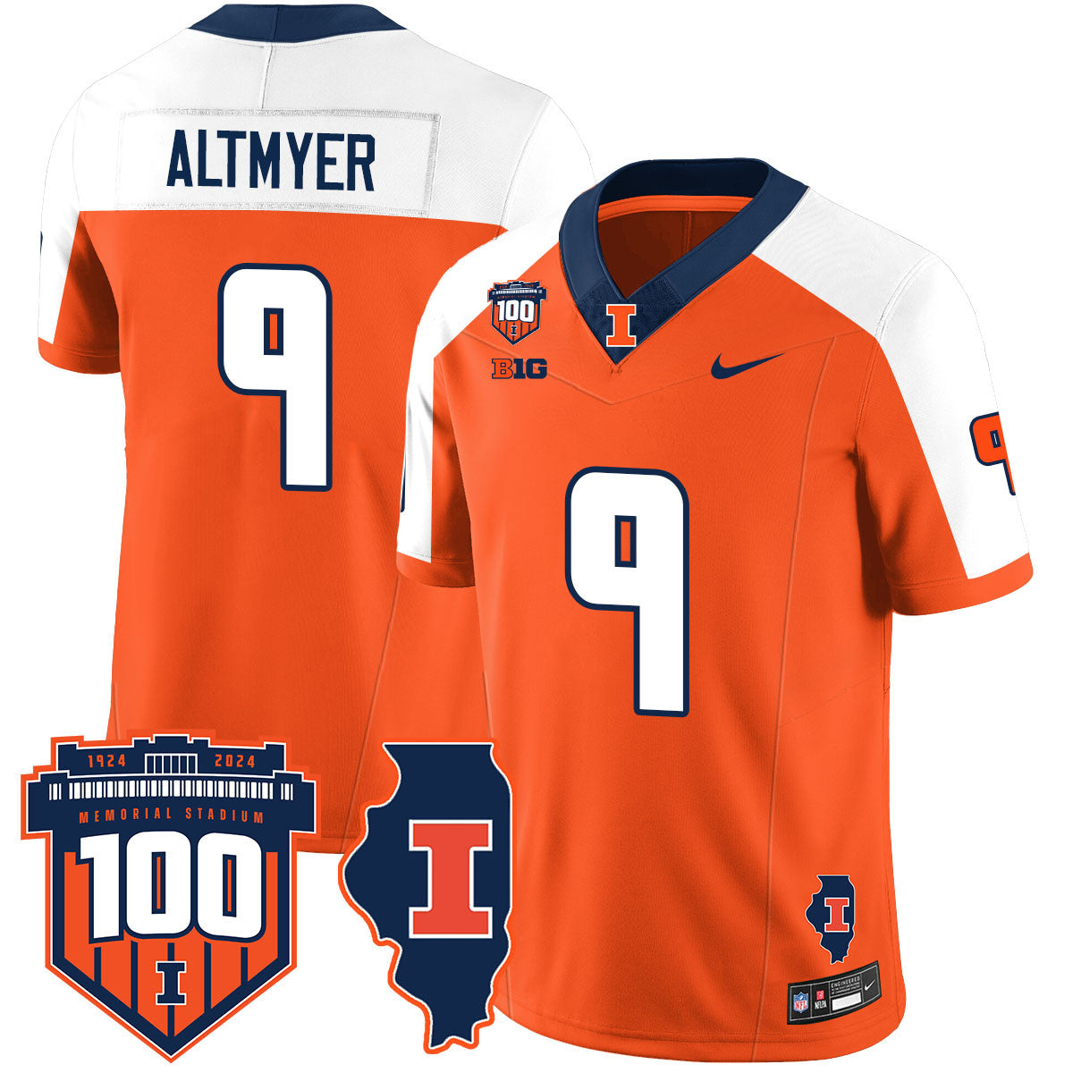 Illinois Football Vapor Jersey - All Stitched