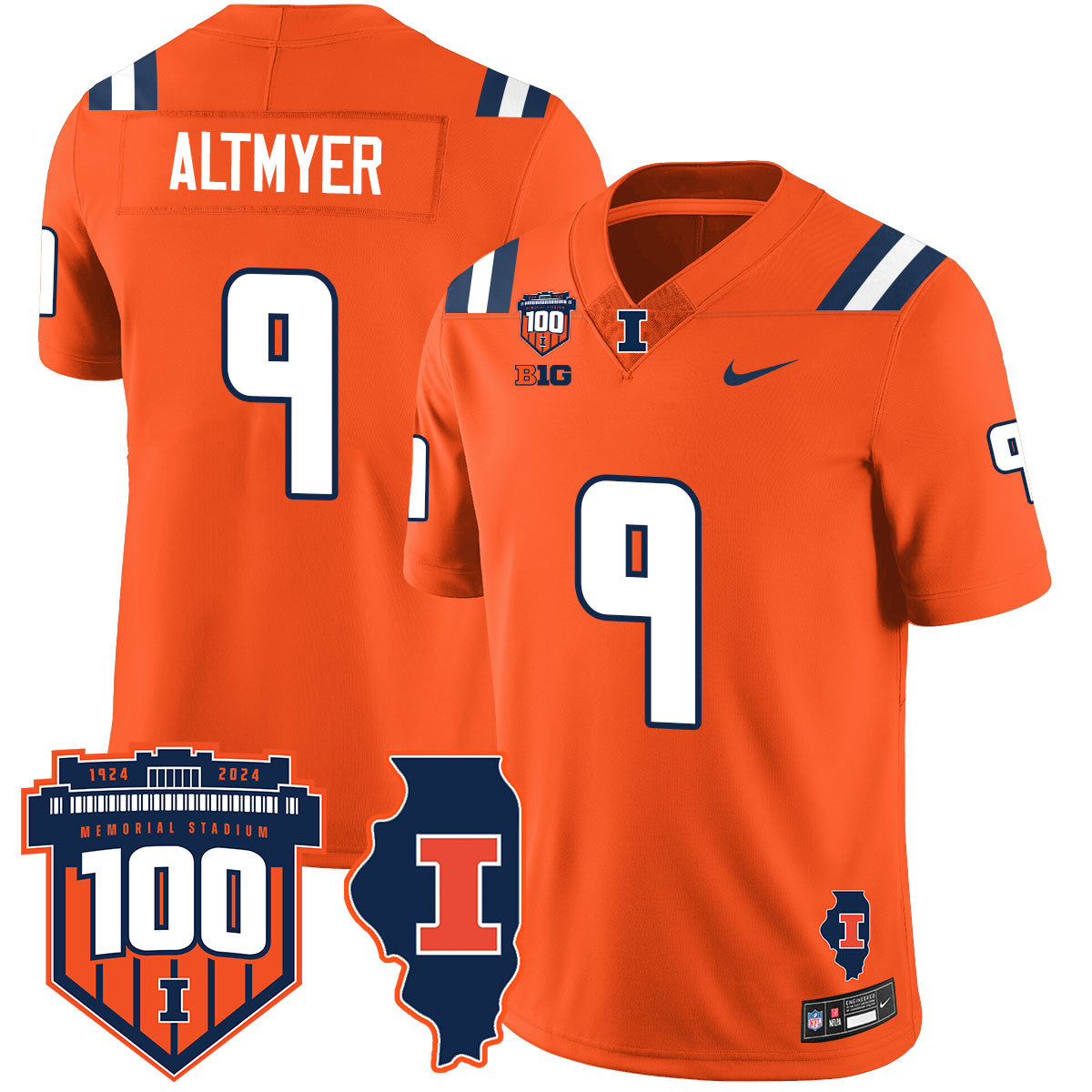 Illinois Football Vapor Jersey - All Stitched