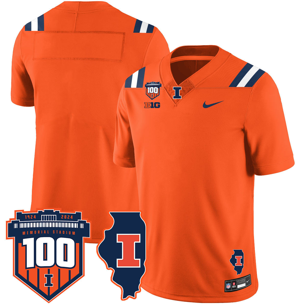 Illinois Football Vapor Jersey - All Stitched