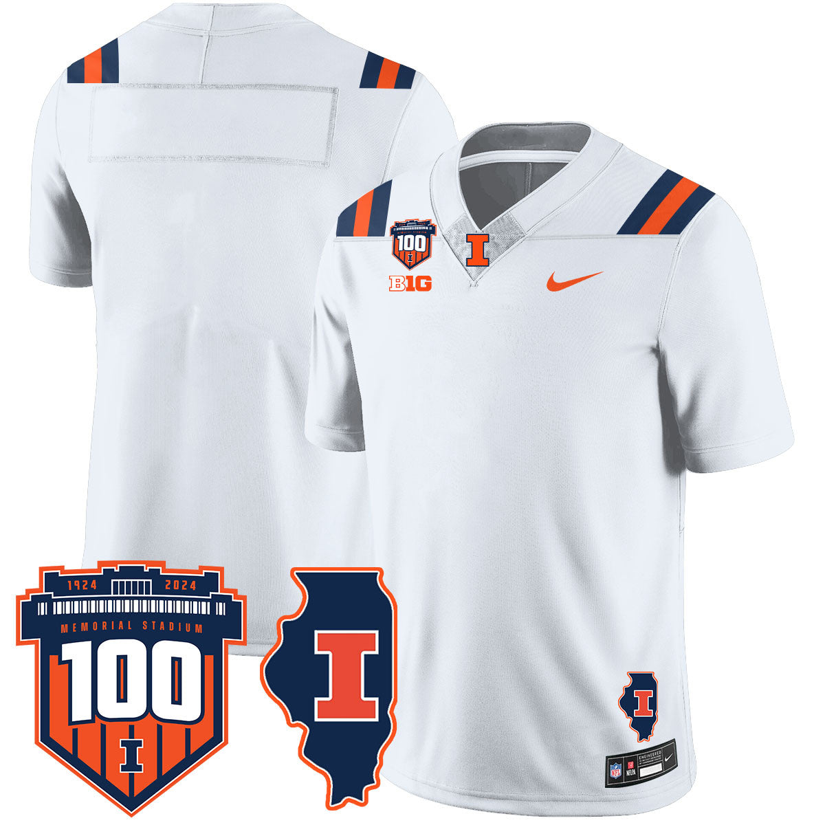 Illinois Football Vapor Jersey - All Stitched