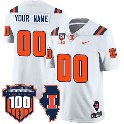 Custom Illinois Football 2024 Vapor Jersey - All Stitched