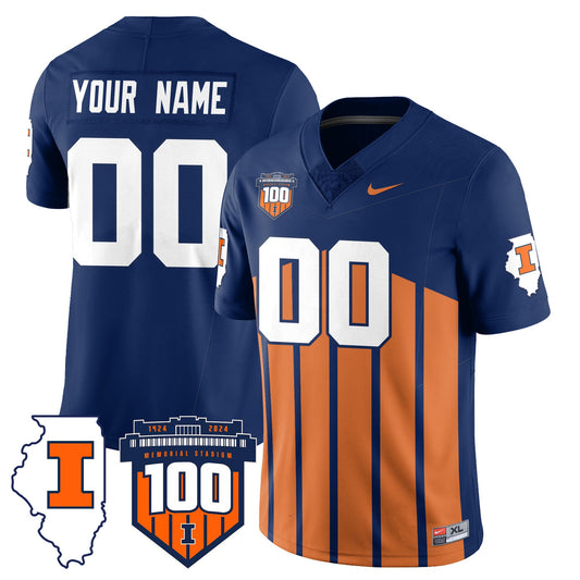 Custom Illinois Football 2024 Vapor Jersey - All Stitched