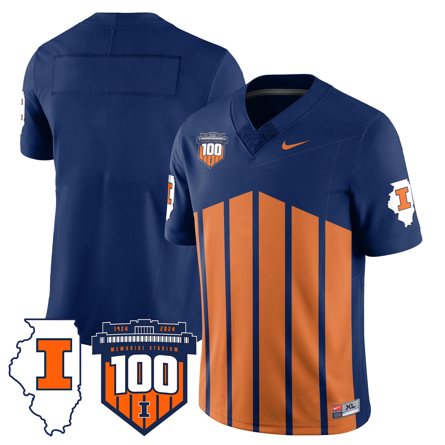 Illinois Football Vapor Jersey - All Stitched