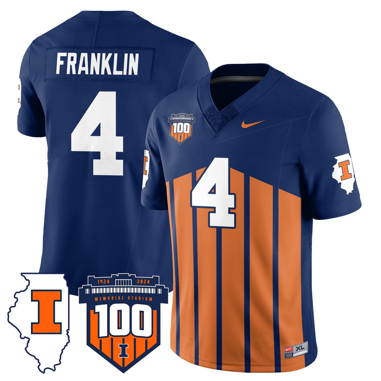 Illinois Football Vapor Jersey - All Stitched