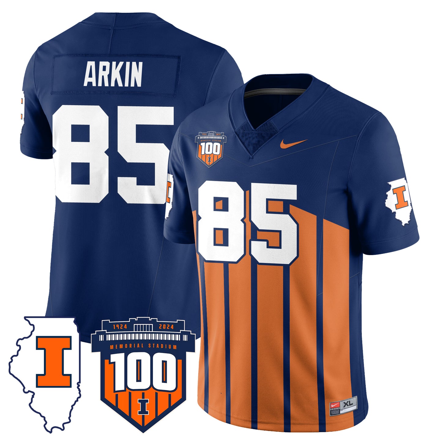 Illinois Football Vapor Jersey - All Stitched