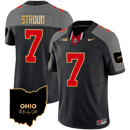 Ohio State Buckeyes 2024 Home Patch Gold Trim Vapor Limited Jersey V2 - All Stitched