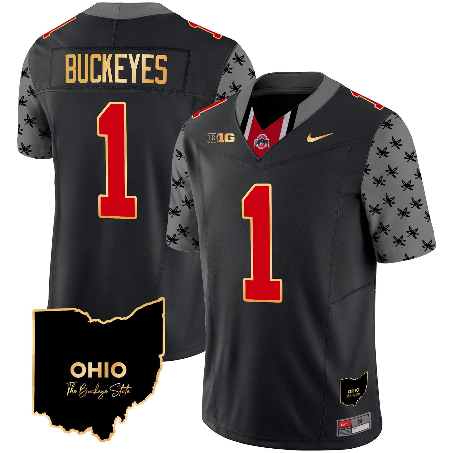 Ohio State Buckeyes 2024 Home Patch Gold Trim Vapor Limited Jersey V2 - All Stitched