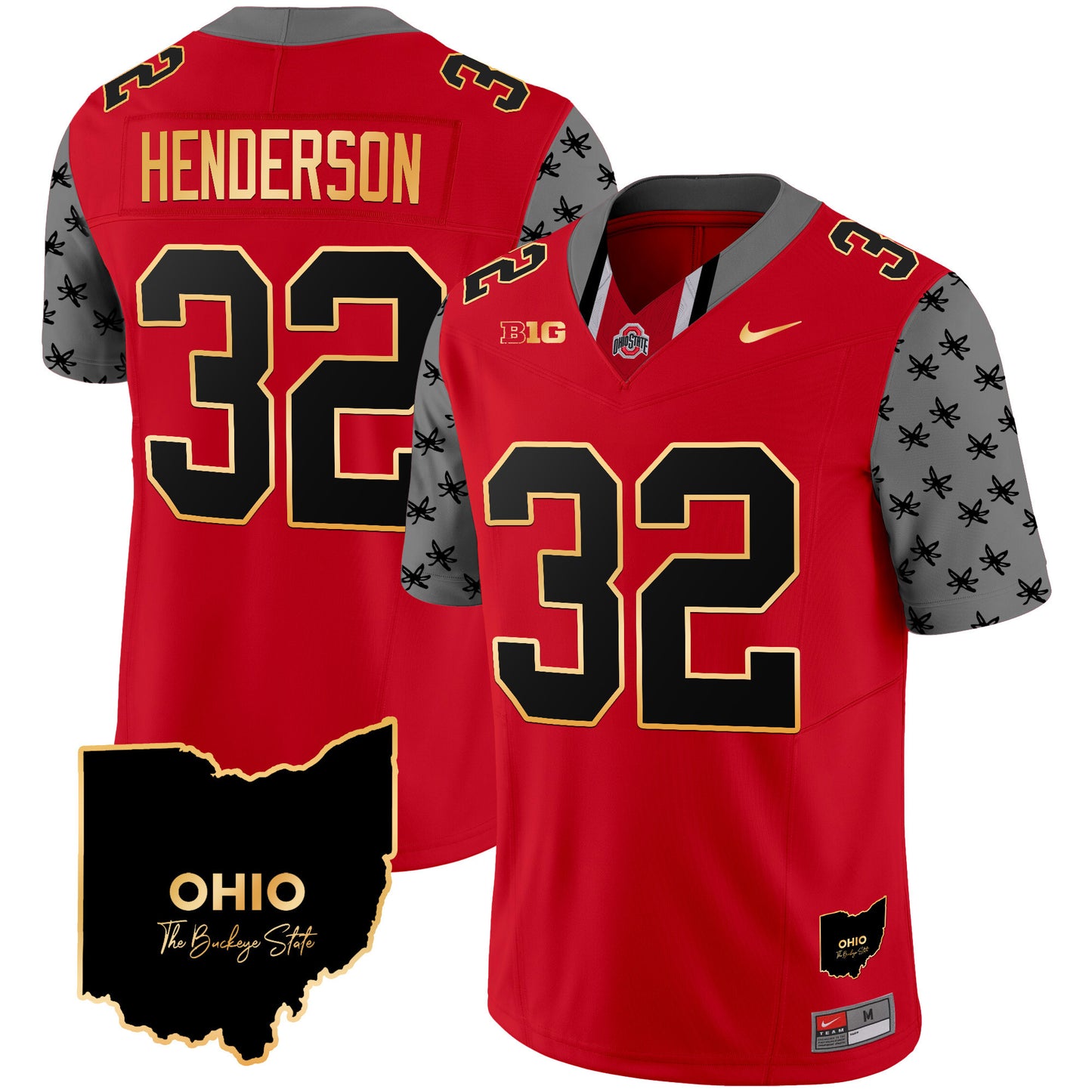 Ohio State Buckeyes 2024 Home Patch Gold Trim Vapor Limited Jersey V2 - All Stitched