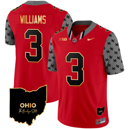 Ohio State Buckeyes 2024 Home Patch Gold Trim Vapor Limited Jersey V2 - All Stitched