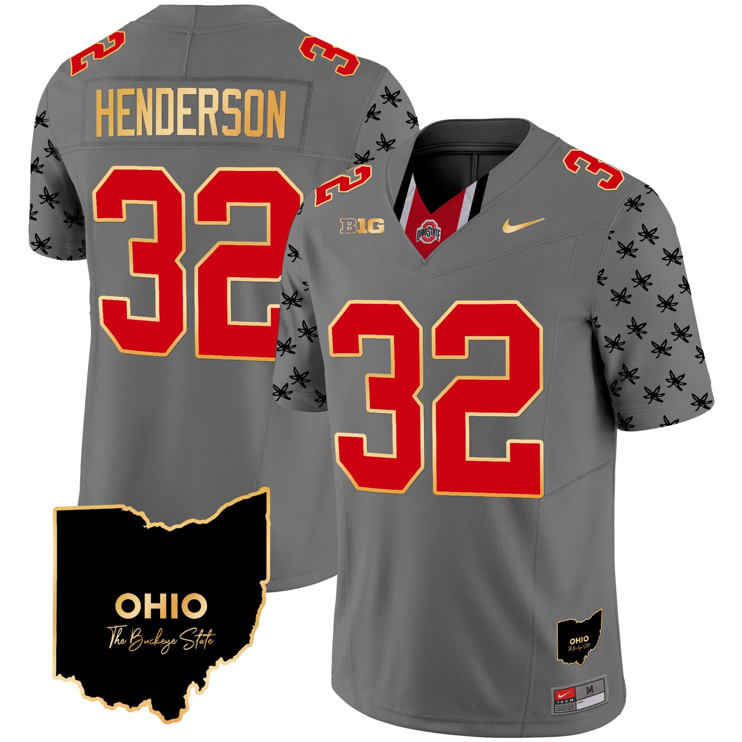 Ohio State Buckeyes 2024 Home Patch Gold Trim Vapor Limited Jersey V2 - All Stitched