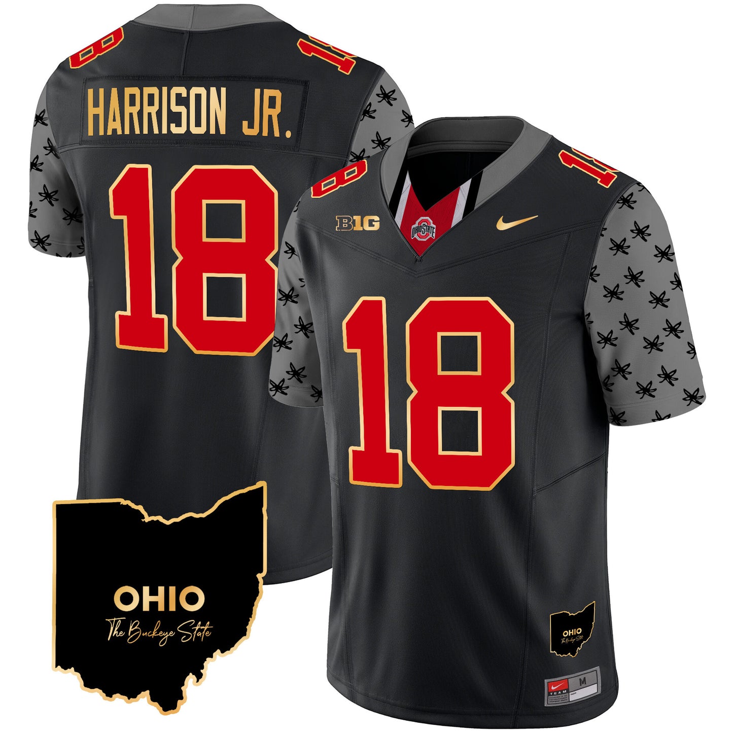 Ohio State Buckeyes 2024 Home Patch Gold Trim Vapor Limited Jersey V2 - All Stitched