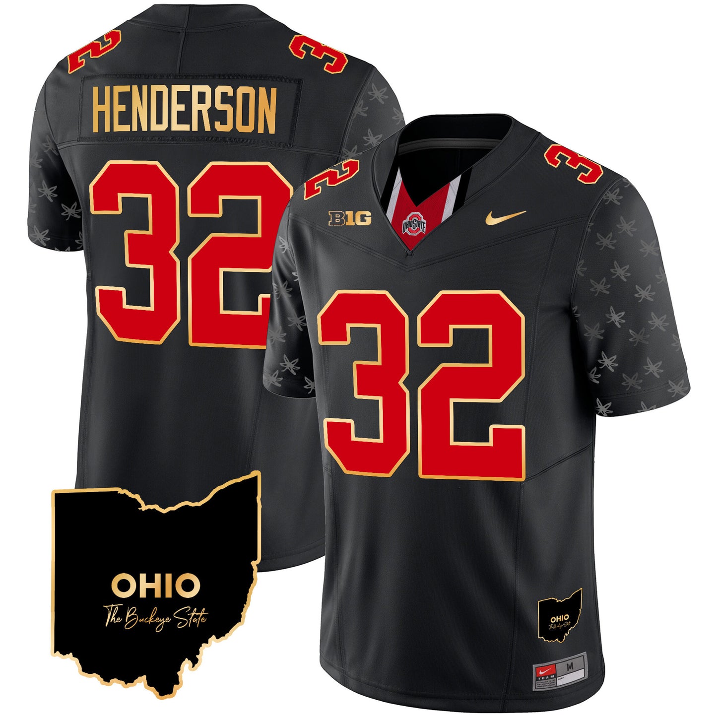 Ohio State Buckeyes 2024 Home Patch Gold Trim Vapor Limited Jersey V2 - All Stitched