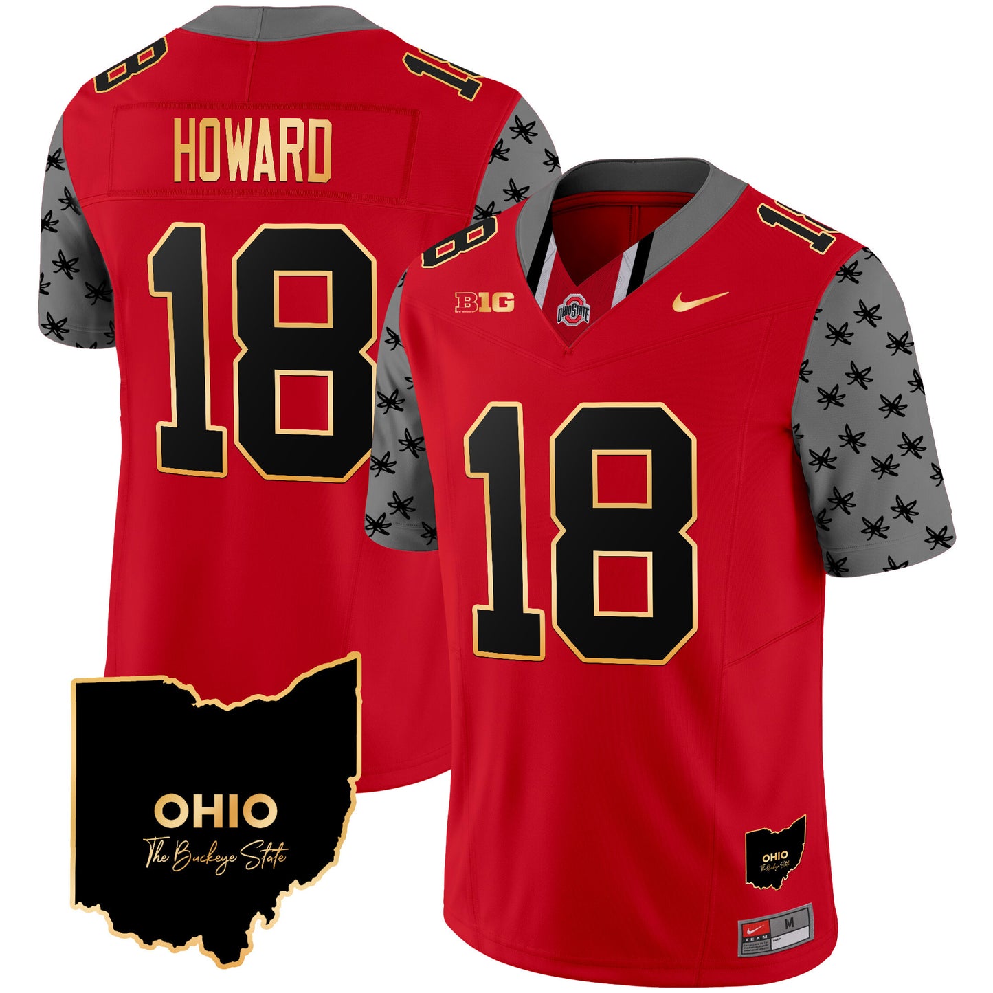 Ohio State Buckeyes 2024 Home Patch Gold Trim Vapor Limited Jersey V2 - All Stitched