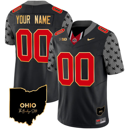 Ohio State Buckeyes 2024 Home Patch Gold Trim Vapor Limited Custom Jersey V2 - All Stitched