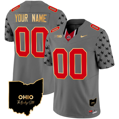 Ohio State Buckeyes 2024 Home Patch Gold Trim Vapor Limited Custom Jersey V2 - All Stitched