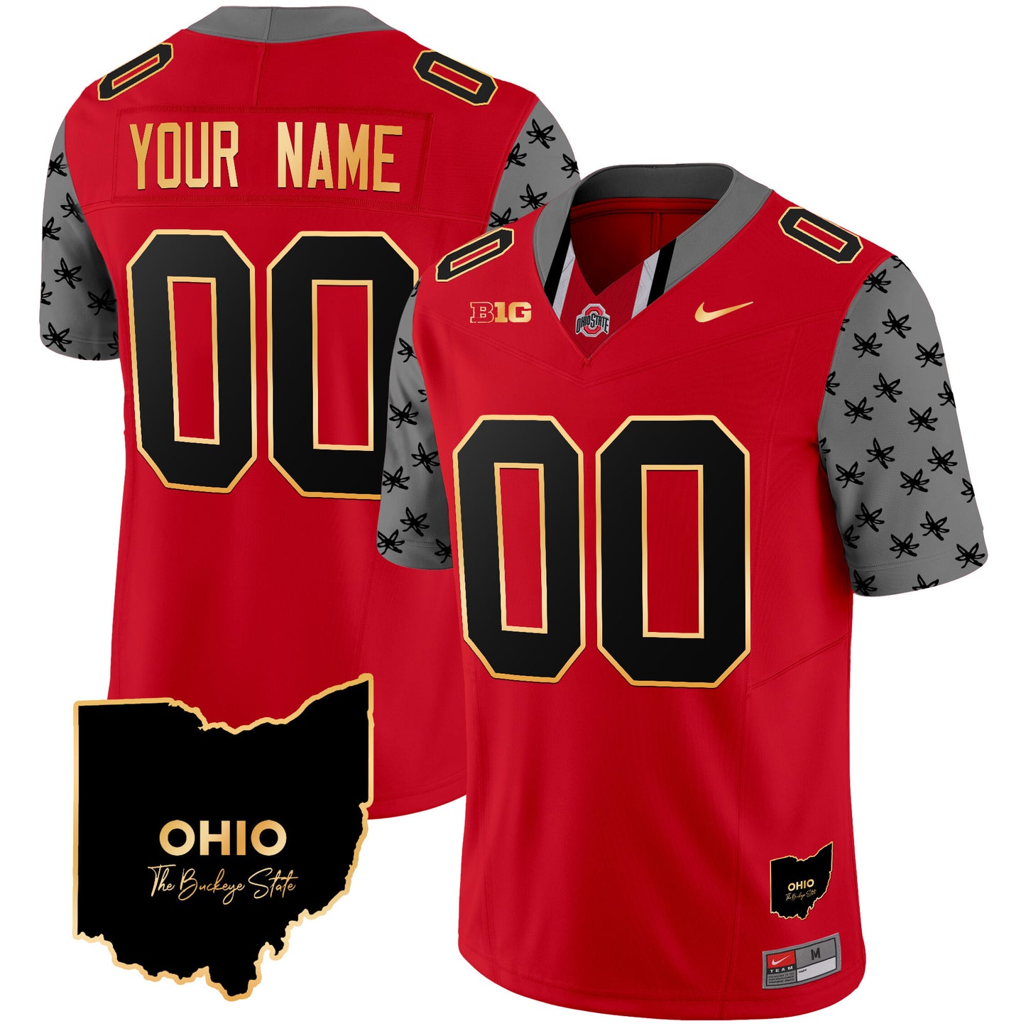 Ohio State Buckeyes 2024 Home Patch Gold Trim Vapor Limited Custom Jersey V2 - All Stitched