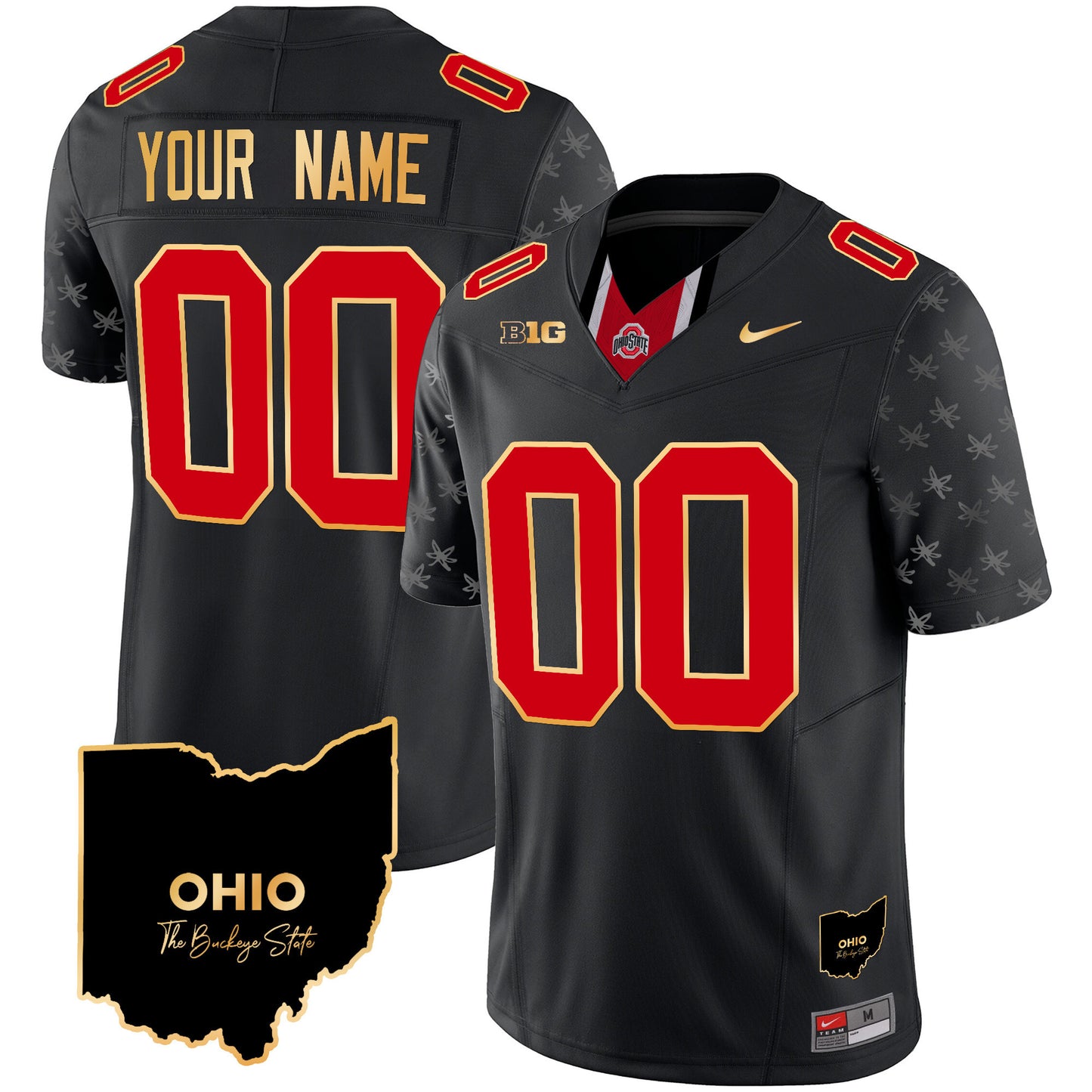 Ohio State Buckeyes 2024 Home Patch Gold Trim Vapor Limited Custom Jersey V2 - All Stitched