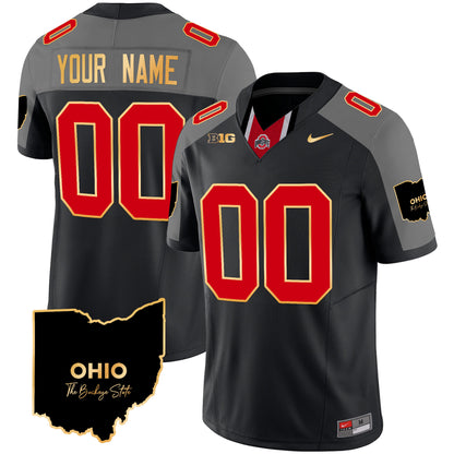 Ohio State Buckeyes 2024 Home Patch Gold Trim Vapor Limited Custom Jersey V2 - All Stitched