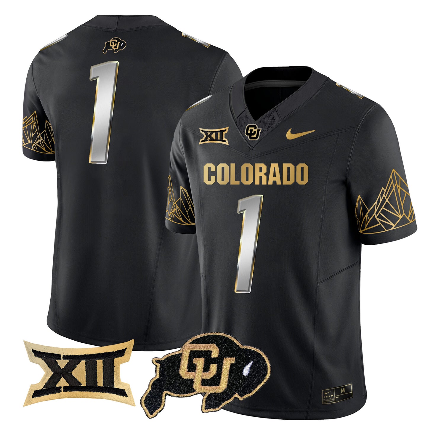 Colorado Buffaloes Big 12 XII Patch Gold Vapor Limited Jersey - All Stitched