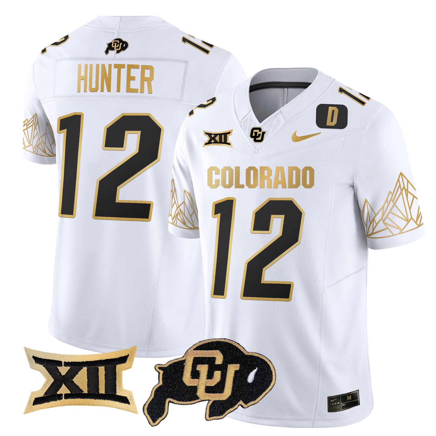 Colorado Buffaloes Big 12 XII Patch Gold Vapor Limited Jersey - All Stitched